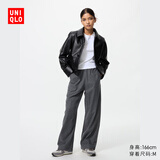 优衣库女装法兰绒舒适长裤/全棉柔软宽松直筒休闲裤 新款478849 08 深灰色 2XL