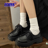 ZCVRR粗跟小皮鞋女2025年秋冬新款单鞋日系jk制服配裙子女鞋厚底乐福鞋 哑光黑 37 (235mm)