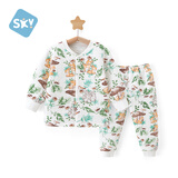 舒贝怡 儿童纯棉内衣套装婴儿衣服秋衣秋裤男女童装春秋四季宝宝家居服 静谧森林 【空气层对开】 80 cm(12-18个月肩扣两用裆)