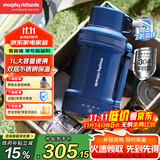 摩飞电器（Morphyrichards）电热水壶 便携式烧水壶 家用户外旅行1L大容量双层304不锈钢保温防烫旅行电水壶电热水杯MR6061蓝