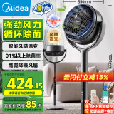美的（Midea）【SPI净离子】五翼四季净化扇摇头空气循环扇家用电风扇风随温变立式风扇落地扇空调伴侣 GDG24LX