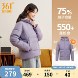 361度暖FUFU连帽羽绒服男冬季新款御寒防钻绒保暖羽绒服运动外套 【女款】灰紫色【4306】 S