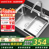 华帝（VATTI）304不锈钢水槽单槽拉丝不锈钢洗菜盆 厨房水槽洗碗盆-以旧换新