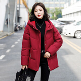 雪中飞秋冬新款保暖连帽女士羽绒服防钻绒外套时尚休闲羽绒服女 酒红|1121 XL /175/96A