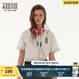 Teenie Weenie小熊短袖T恤夏季多巴胺宽松圆领刺绣T恤上衣女 象牙白 S