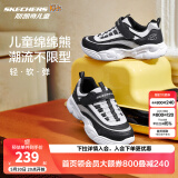 Skechers斯凯奇儿童运动鞋秋冬镭射熊猫鞋轻便防滑大童男女跑步鞋302576L 黑色/白色/BKW/镭射 35