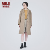 无印良品（MUJI）女式 羊毛混 切斯特大衣 长款外套 毛呢大衣秋冬BDA18C3A 浅米色 XL(165/92A)