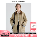 VEGA CHANG休闲风衣女中长款2025年秋季新款设计感旷野美拉德宽松显瘦外套女 糖纸卡其 L