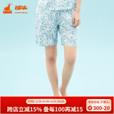 铜牛家居睡衣春夏棉汗布印花女短裤中年标准居家短裤VD003 波点花影-白-蓝 M (165/90)