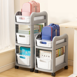 喻品 书包收纳置物架可移动书架学生书桌下置物架小推车ZW265灰色两层