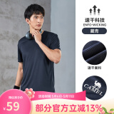 骆驼（CAMEL）运动T恤透气健身衣跑步体恤宽松速干衣短袖上衣夏 J0S2V6925，藏青，男款 M (170)