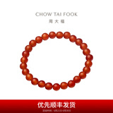 周大福中国风 优雅大方 红玉髓弹力绳手链手串送礼 EOV1 16.25cm