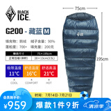黑冰（BLACKICE）24新款【G系列木乃伊式鹅绒羽绒睡袋】露营保暖抗寒成人羽绒睡袋 藏蓝 G200 M码(新标准)