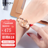 劳士顿（ROSDN） 手表女简约防水石英表女表双日历女士手表七夕新年礼物送女友 香槟色 25mm