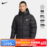 耐克NIKE羽绒服男短款连帽SF WR 650-D FLD外套FB8178-010黑M