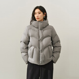 太平鸟【泡芙系列】95绒子蓄热防泼水羽绒服女新款宽松白鸭绒外套 灰色短款 XS 150