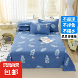床单单件夏季被单学生宿舍单人儿童1.5m新款水洗棉被单三件套双人 叶飞舞 230x220cm【适合1.8m床】【床单】