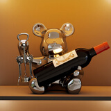 初见酒柜装饰品摆件艺术轻奢高档红酒架客厅餐边柜电视柜乔迁新居礼品 暴力熊酒架+开瓶器