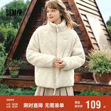 森马（Semir）外套女插肩袖珊瑚绒仿羊羔毛2024冬季立领宽松夹克109724108003