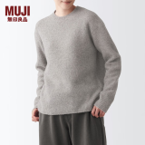 无印良品 MUJI 女式 含牦牛绒骆驼绒圆领毛衣 长袖针织衫秋 冬季 浅灰棕色 XS -S(155/80A)