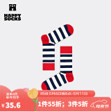 Happy Socks春夏款袜子女男袜多巴胺户外运动波点黑色棉袜中筒袜 白色条纹 1双 M 36-40