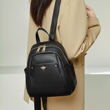 老人头头层牛皮女士双肩包大容量背包书包运动旅行女包大包轻奢生日礼物