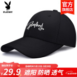 花花公子（PLAYBOY）帽子棒球帽鸭舌帽休闲街头嘻哈情侣防晒遮阳帽弯檐男女通用 【黑色手写字母】