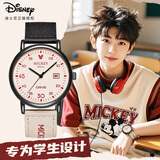 迪士尼（Disney）手表男初高中学生个性复古帆布带石英表青少年防水手表MK-12149B1