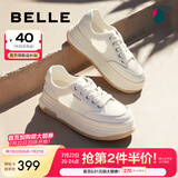百丽（Belle）透气网面小白鞋女厚底休闲运动板鞋B1175BM3预售 蜂蜜牛乳-网面 37 (235mm)