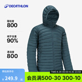 迪卡侬（DECATHLON）短款羽绒服轻薄薄外套户外运动保暖内胆排骨羽绒服TREK100 男款- 复古蓝-连帽 XL