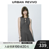 UR2025夏季新款女装格雷系蝴蝶结系带无袖连衣裙UWG750085 深灰花灰 XL