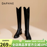 达芙妮（DAPHNE）靴子女长筒靴女2022秋冬新品经典骑士靴女加绒高筒靴女靴 黑色【加绒】 37