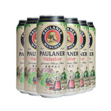 保拉纳（Paulaner）德国进口啤酒柏龙保拉纳啤酒小麦白啤黑啤大麦啤酒500ml整箱装 柏龙白 500mL 6罐 组合装
