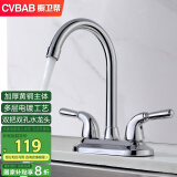 橱卫帮（CVBAB）双把双孔面盆冷热水龙头铜材主体洗脸盆水龙头CV3022