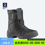 迪卡侬（DECATHLON）雪地鞋男女户外防水徒步东北雪地靴加厚保暖棉鞋SH100 女款 黑灰色（拍大一码） 38