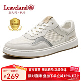 枫叶（leaveland）意大利男鞋2025秋冬新品网面透气男士休闲板鞋百搭软底小白鞋子男 白色（皮鞋码） 40
