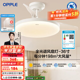 欧普（OPPLE）客厅风扇灯吊扇灯隐形卧室餐厅吊灯高显色调光大风量静音吊扇 全光谱【36寸36瓦白色】遥控调光调风