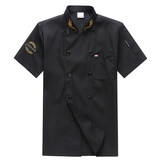 凡黛克餐饮厨师工作服男短袖套装夏季薄款酒店饭店食堂后厨服装定制长袖 麦穗短袖黑色 175/XL