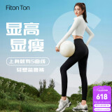 FitonTon鲨鱼裤外穿女春夏提臀收腹打底裤高腰微压芭比裤子紧身瑜伽裤 黑S