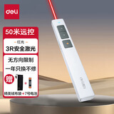 得力（deli）ppt翻页笔教师用激光笔无线演示器多媒体教学翻页器会议指示大型演讲电子教鞭课件笔投影遥控笔 电池款【红光-50m】超长续航 2802白色