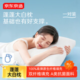 京东京造 大白枕 100%健康原生纤维A类抗菌枕头枕芯可水洗双人枕 一对装