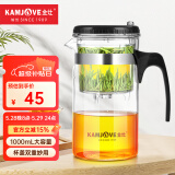 金灶（KAMJOVE）玻璃茶壶 按压式飘逸杯 茶水壶玻璃茶具 茶水分离杯泡茶器泡茶壶 TP-200/1L超大容量