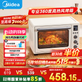 美的（Midea）【国家补贴】家用多功能风炉电烤箱40L大容量/四面搪瓷/热风循环/空气炸锅烤箱一体机PT4012W二代