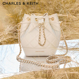 CHARLES&KEITH绗缝菱格链条水桶包双肩包包女包女友生日礼物CK2-10701506 Beige米色 M