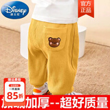 迪士尼（Disney）宝宝裤子春秋新款童装婴儿灯芯绒长裤男童加绒休闲裤冬装女童卫裤 (加绒保暖)黄色  薄绒秋冬款 10℃左右 90 cm 建议75-85cm左右