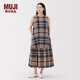 无印良品（MUJI）女式 马德拉斯格纹 无袖连衣裙 女装裙子连身裙25年夏季格子裙 米色格纹 S (155/80A)