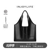 INJOYLIFE时尚大气女包新款大容量托特包手提包百搭单肩包潮 黑色