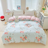 花熙雨100%全棉被套单件 1.5米单人纯棉被罩150斜纹条纹格子双人大被套 EZ洛川-花海 180*220cm单件被套