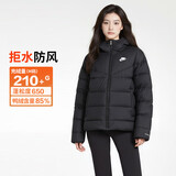 耐克NIKE女冬季短款连帽羽绒服 运动防寒外套 面包服DQ5904-010黑M