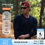 icebreaker100%美利奴羊毛男女200Oasis可机洗户外登山跑步运动滑雪功能内衣 黑色-上衣-男生 S